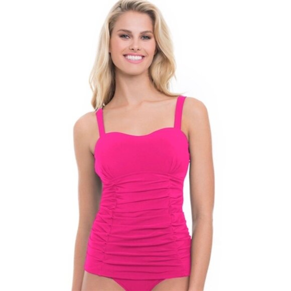 NWT Profile by Gottex 34D Origami Tankini Swimsuit Pink 127183 - Picture 1 of 2